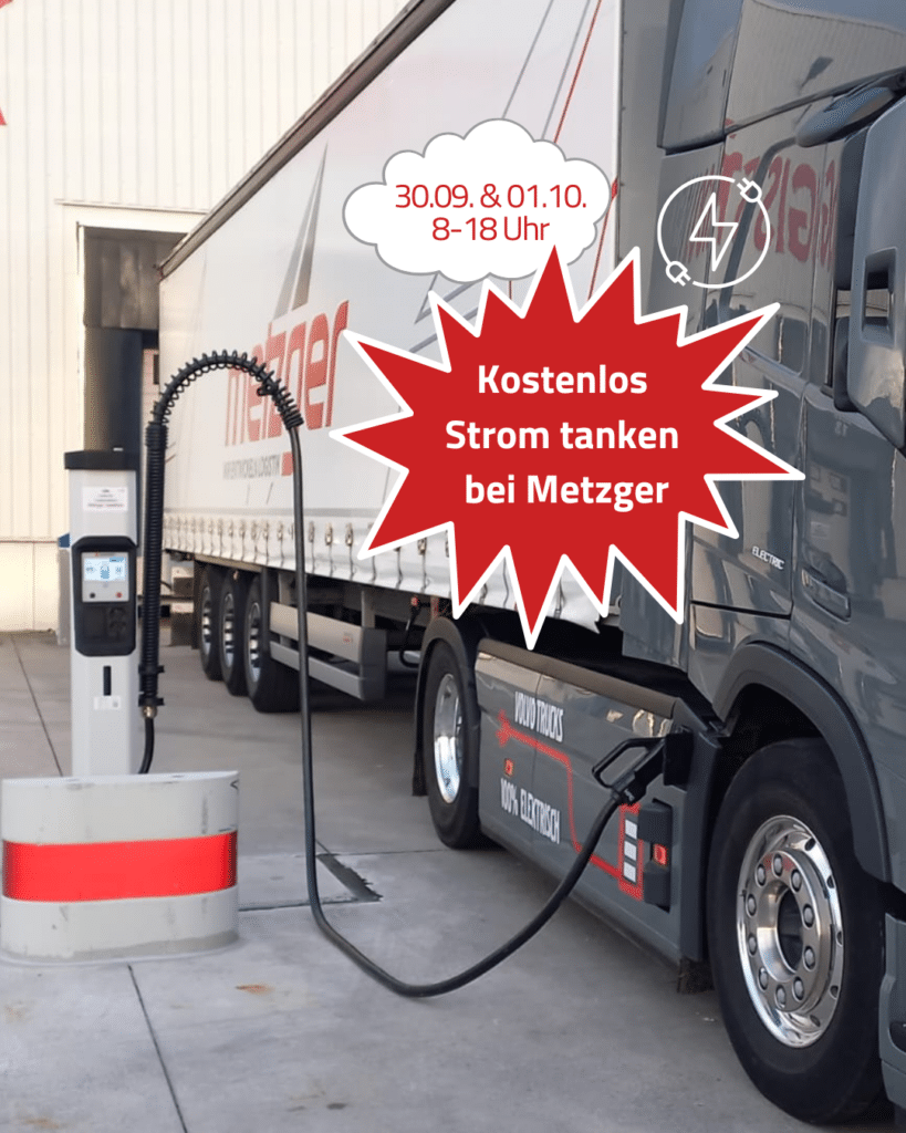 Elektro-Lkw lädt an Ladesäule bei Metzger