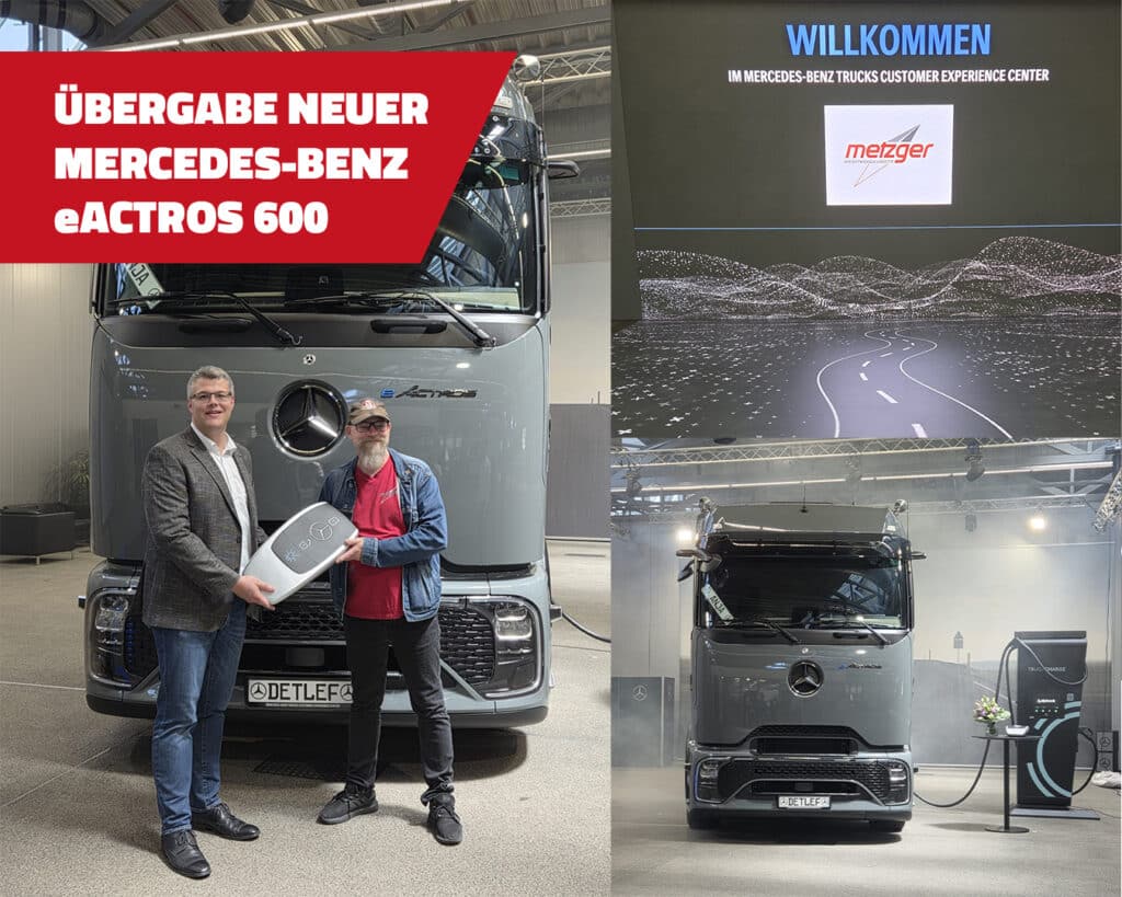 Übergabe Mercedes-Benz eActros 600 mit Schlüssel